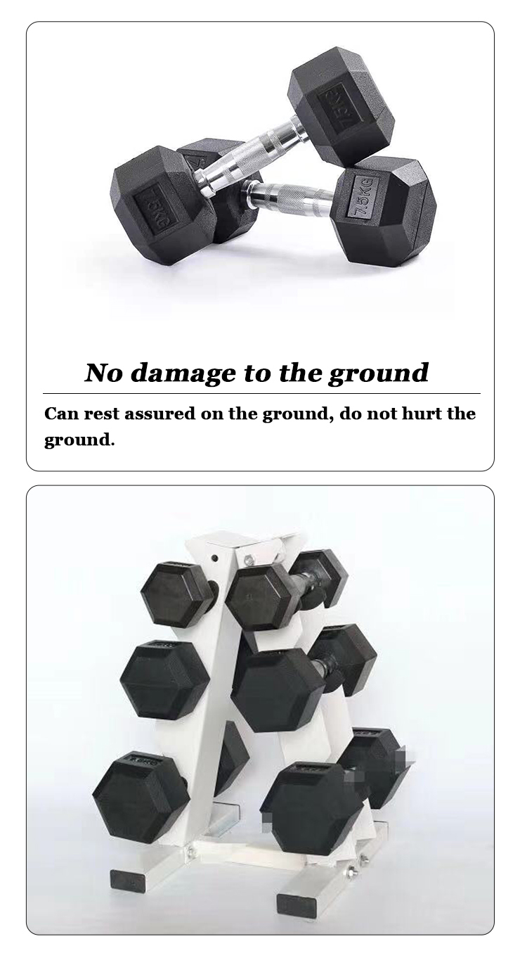 Hexagonal rubber dumbbell (4)