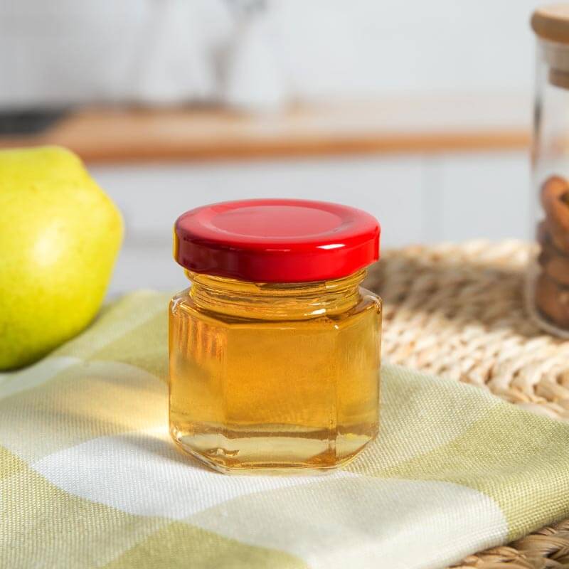 45ml hexagon glass honey jar