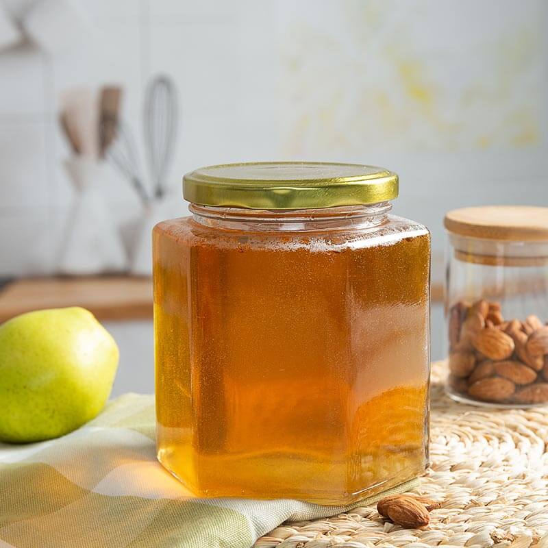 730ml glass hexagon honey jar