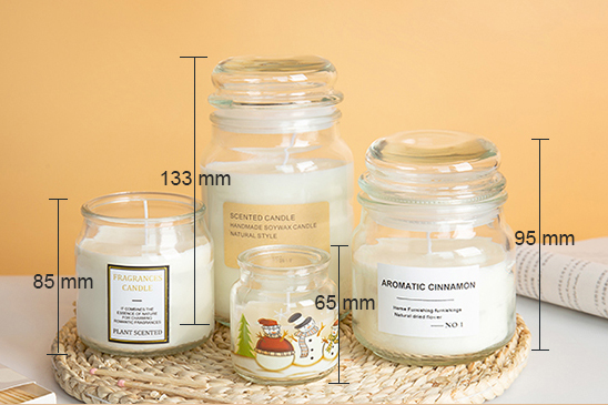 glass candle jar with glass lid