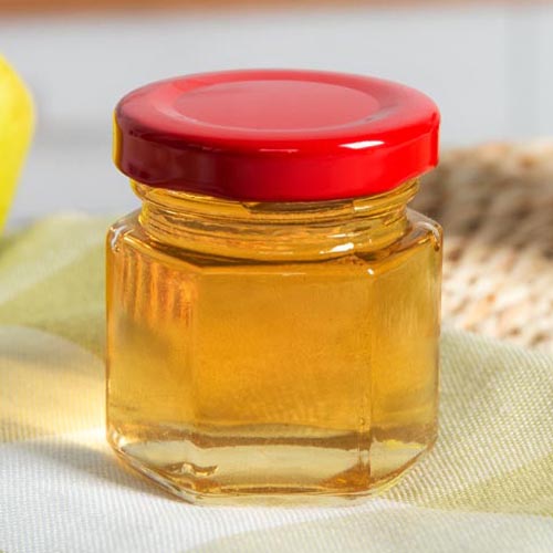 hexagon glass honey jar